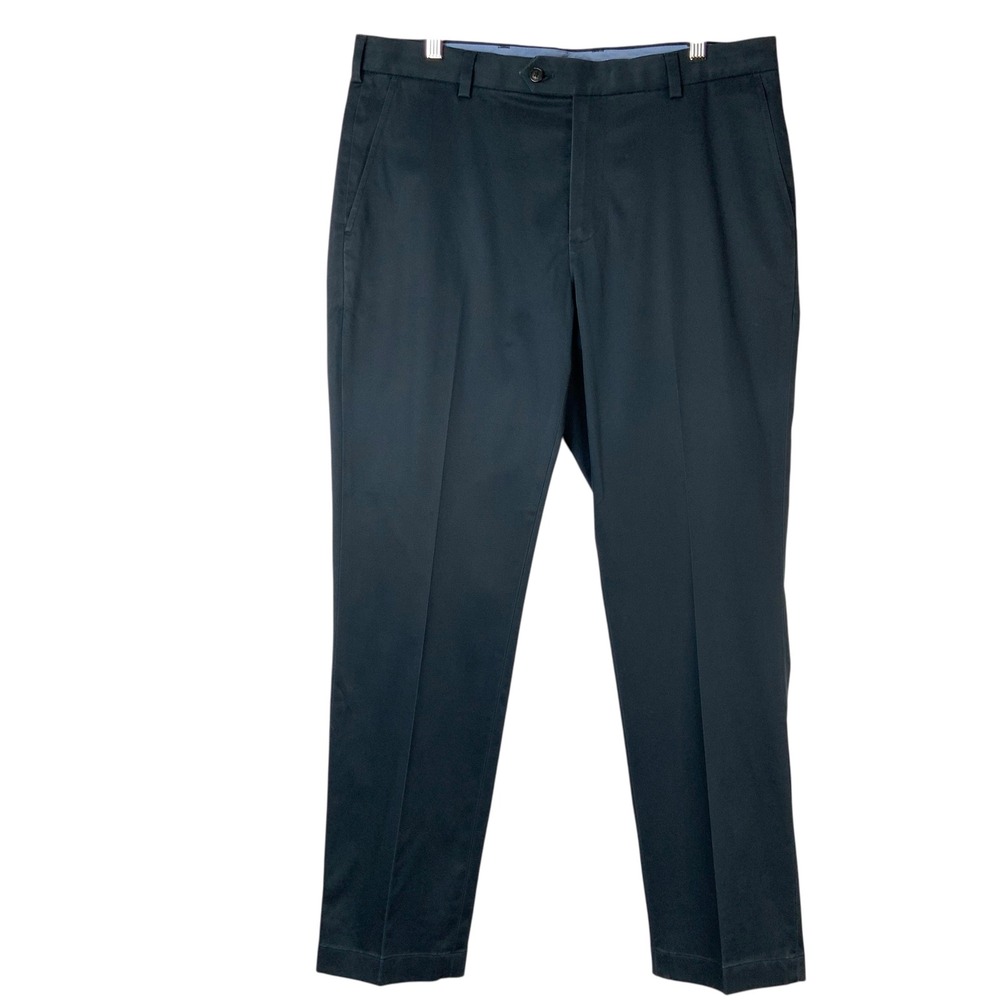 Brooks Brothers Milano Navy Blue Chino Pants 35x30 Button Zip Flat Front Slim